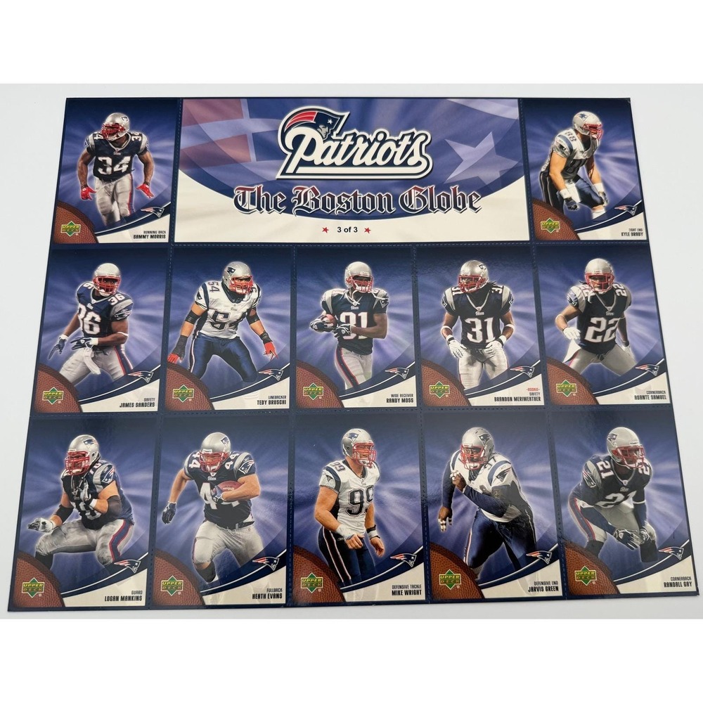 2007 Upper Deck New England Patriots Boston Globe Complete 3 Sheet Set Tom Brady - Picture 8 of 10